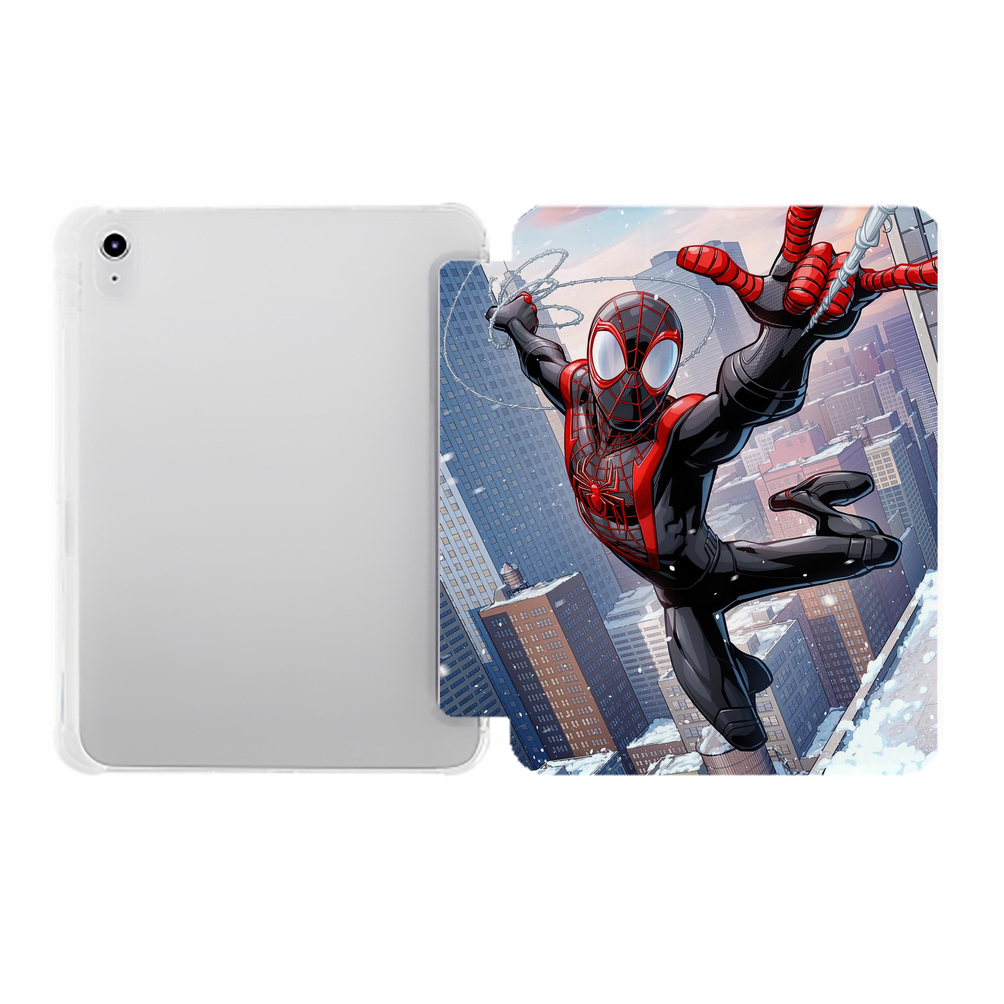（画像用） Spider Man スパイダーマン IPad ケース ペン収納付き 三つ折りスタンド PUレザー×シリコン 対応機種9.5/10.5/10.9インチ